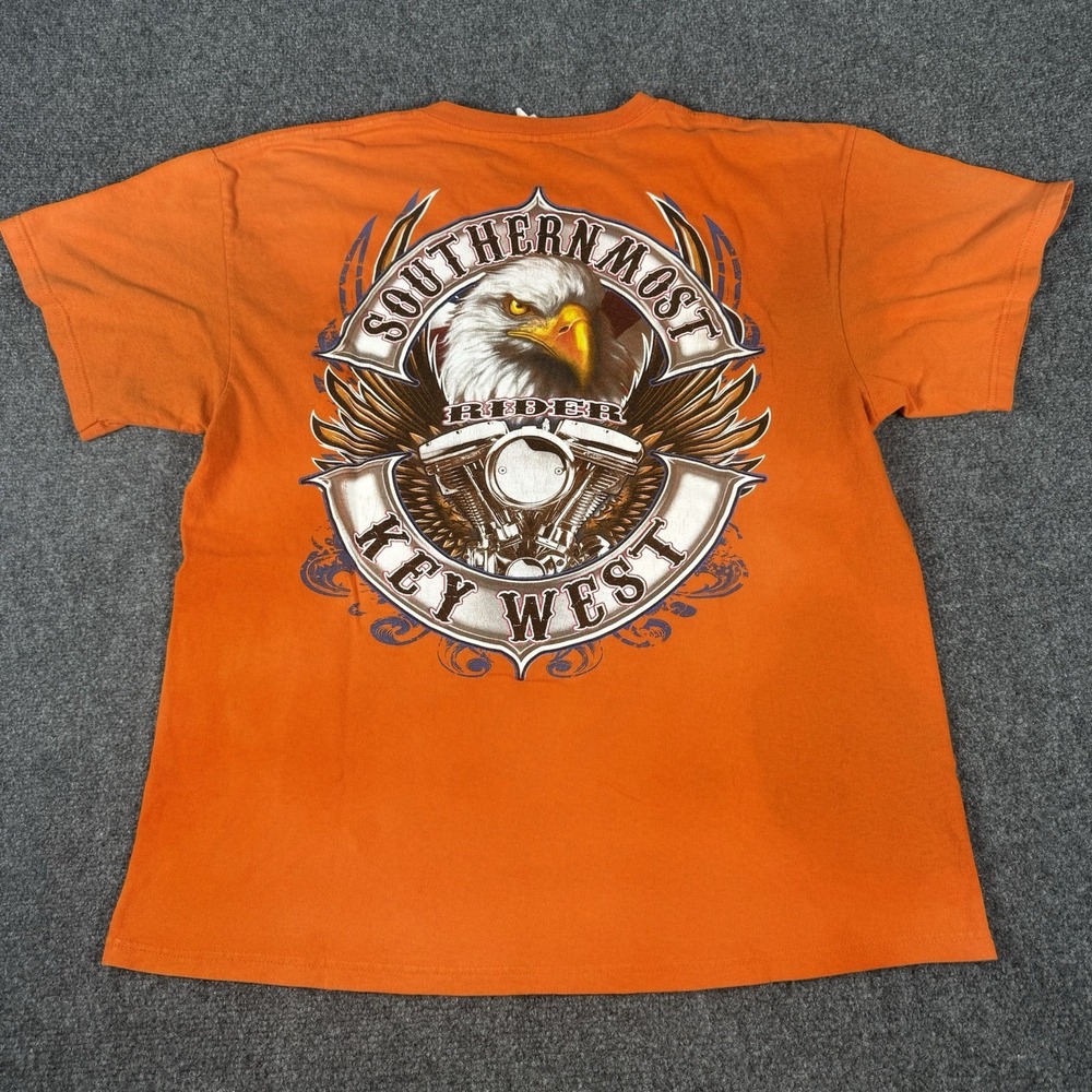 Vintage Biker T Shirt Key West 'Southern Most Rider' Eagle XL‎ Faded Distressed